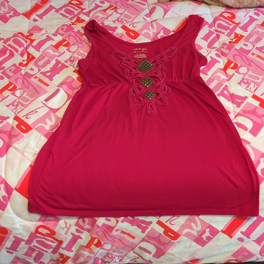 Energie Red Sleeveless Tie Front Tank Top